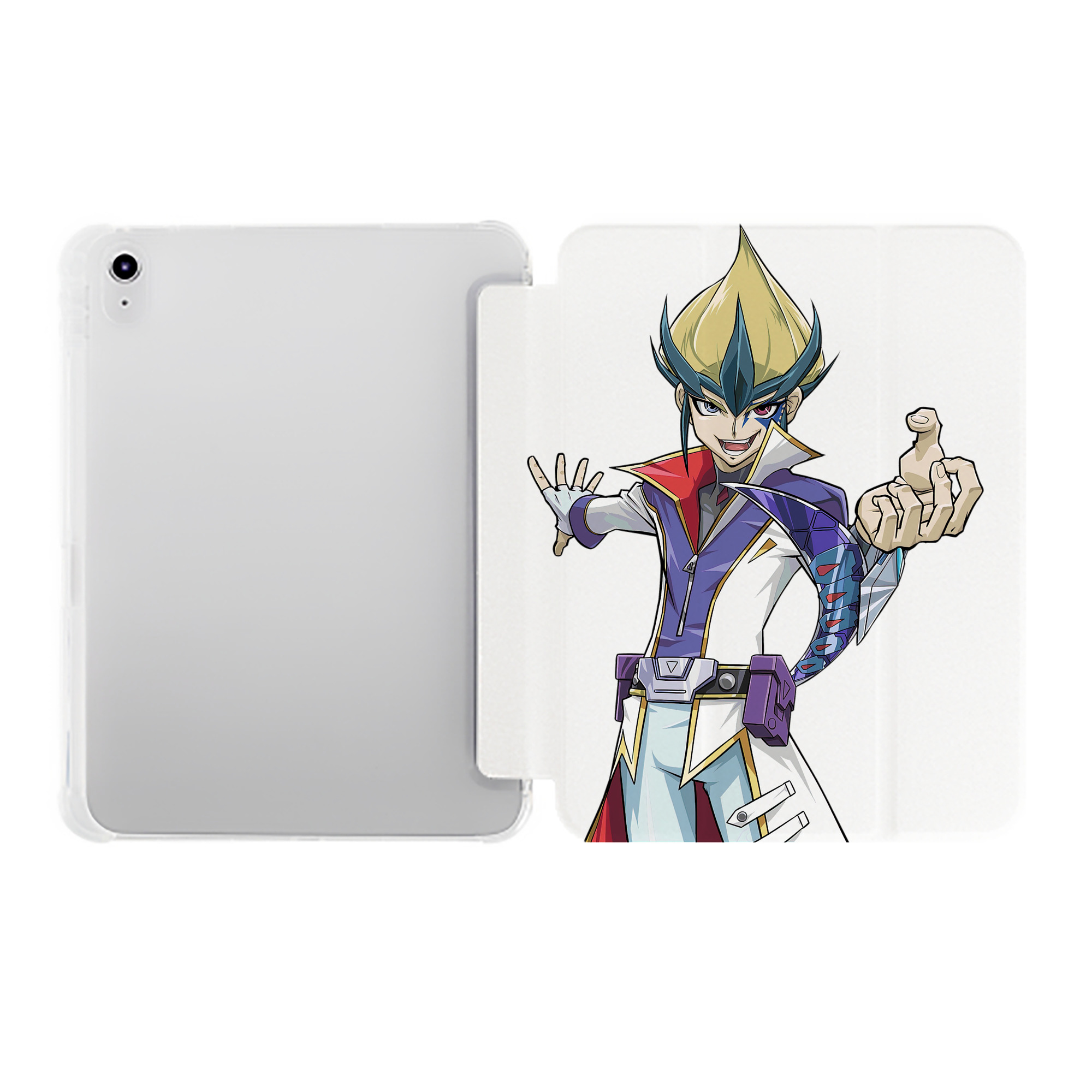（画像用） 遊☆戯☆王 Yu-Gi-Oh! IPad ケース ペン収納付き 三つ折りスタンド PUレザー×シリコン 対応機種9.5/10.5/10.9インチ